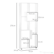 Homcom Biblioteca Suspendata Alba – 8 Rafturi 70×178 cm
