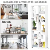 Homcom Biblioteca Suspendata Alba – 8 Rafturi 70×178 cm