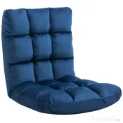 HOMCOM Fotoliu de Podea din Catifea cu Spătar Reclinabil până la 180° și Umplutură Groasă, 55x71x53.5cm, Albastru | Aosom Romania 