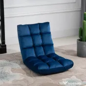 HOMCOM Fotoliu de Podea din Catifea cu Spătar Reclinabil până la 180° și Umplutură Groasă, 55x71x53.5cm, Albastru | Aosom Romania 