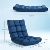 HOMCOM Fotoliu de Podea din Catifea cu Spătar Reclinabil până la 180° și Umplutură Groasă, 55x71x53.5cm, Albastru | Aosom Romania 