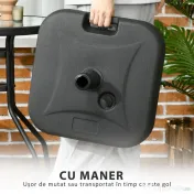 Outsunny Suport Umbrelă de Grădină cu Bază de Umplere Apă/Nisip HDPE Rezistent la Intemperii 46x45x26cm Negru | Aosom Romania 