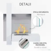 HOMCOM Semineu pe Bioetanol Incalzitor din Inox aparat de incalzire cu Rezervor 1.5LT, 75 x 22 x 63cm | AOSOM RO 