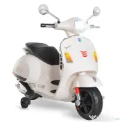 HOMCOM Motocicletă electrică pentru copii, design Vespa, baterie 6V cu sunete și lumini, vârsta 3-6 ani, alb