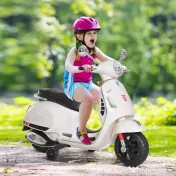 HOMCOM Motocicletă electrică pentru copii, design Vespa, baterie 6V cu sunete și lumini, vârsta 3-6 ani, alb