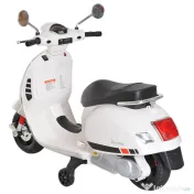HOMCOM Motocicletă electrică pentru copii, design Vespa, baterie 6V cu sunete și lumini, vârsta 3-6 ani, alb