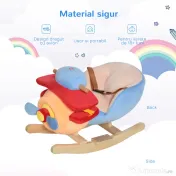 HOMCOM Avion Balansoar din Plus Moale Captusit si Lemn Masiv cu Centura de Siguranta
