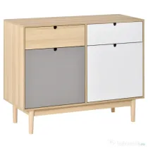 HOMCOM Comodă în Stil Nordic, Bufet pentru Living și Bucătărie cu 2 Uși și Sertare, Cabinet de Depozitare din Lemn, 100x40x79.5cm
