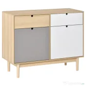 HOMCOM Mobilier Multifunctional Stil Nordic, Dulapior Doua Usi cu Sertare pentru Bucatarie si Hol, 100x40x79.5cm, Multicolor