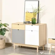 HOMCOM Mobilier Multifunctional Stil Nordic, Dulapior Doua Usi cu Sertare pentru Bucatarie si Hol, 100x40x79.5cm, Multicolor