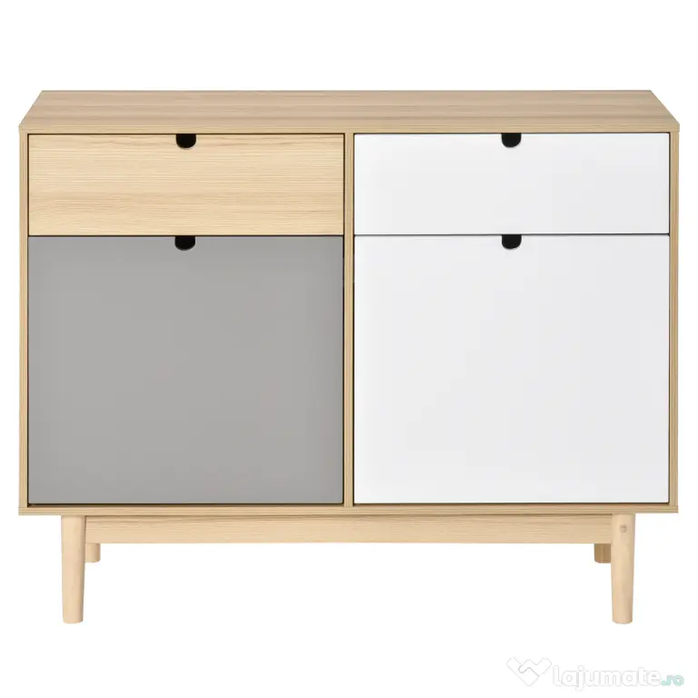 HOMCOM Mobilier Multifunctional Stil Nordic, Dulapior Doua Usi cu Sertare pentru Bucatarie si Hol, 100x40x79.5cm, Multicolor