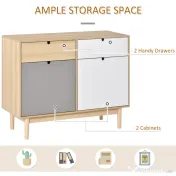 HOMCOM Mobilier Multifunctional Stil Nordic, Dulapior Doua Usi cu Sertare pentru Bucatarie si Hol, 100x40x79.5cm, Multicolor