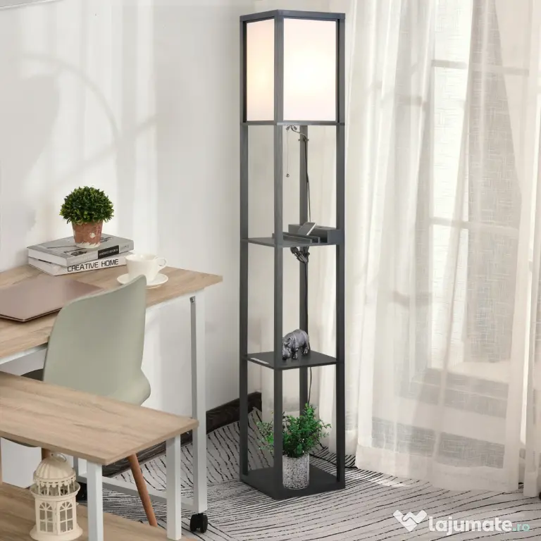 Lampa de podea HOMCOM, 26x26x160cm, alba | Aosom RO