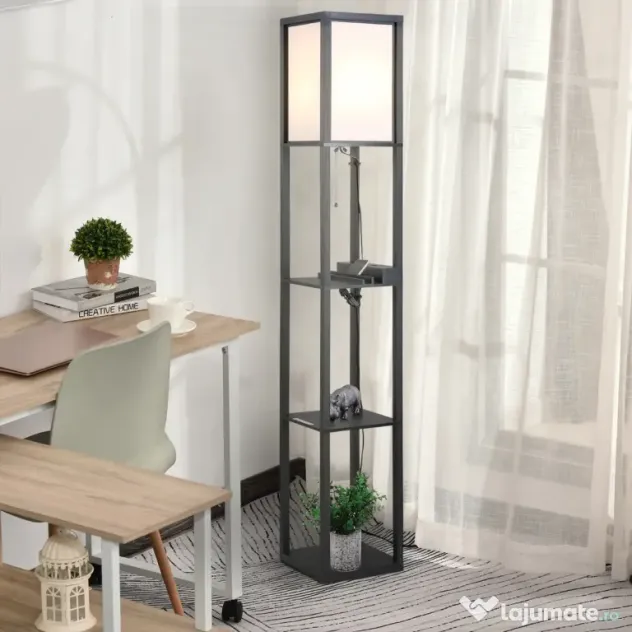 Lampa de podea HOMCOM, 26x26x160cm, alba | Aosom RO