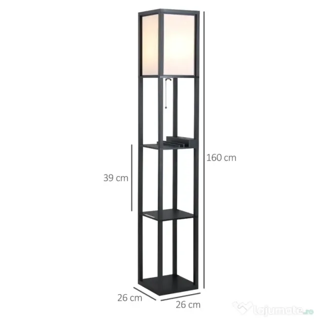 Lampa de podea HOMCOM, 26x26x160cm, alba | Aosom RO