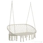 Outsunny Hamac Balansoar pentru Gradina si Casa cu 2 Locuri din Macramé Alb Crem | Aosom Romania
