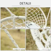 Outsunny Hamac Balansoar pentru Gradina si Casa cu 2 Locuri din Macramé Alb Crem | Aosom Romania 