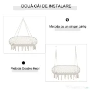 Outsunny Hamac Balansoar pentru Gradina si Casa cu 2 Locuri din Macramé Alb Crem | Aosom Romania 