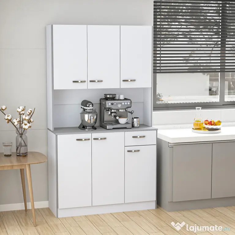 HOMCOM Dulap Suspendat de Bucătărie Albastru din Lemn Spațiu Amplu de Stocare 101x39x180cm Design Modern | Aosom Romania