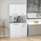 HOMCOM Dulap Suspendat de Bucătărie Albastru din Lemn Spațiu Amplu de Stocare 101x39x180cm Design Modern | Aosom Romania 