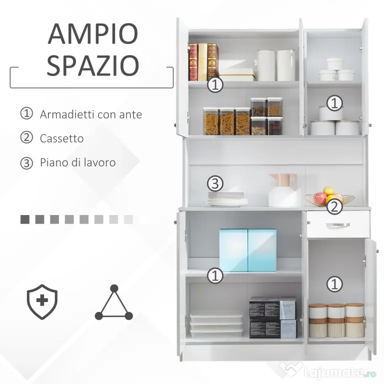 HOMCOM Dulap Suspendat de Bucătărie Albastru din Lemn Spațiu Amplu de Stocare 101x39x180cm Design Modern | Aosom Romania