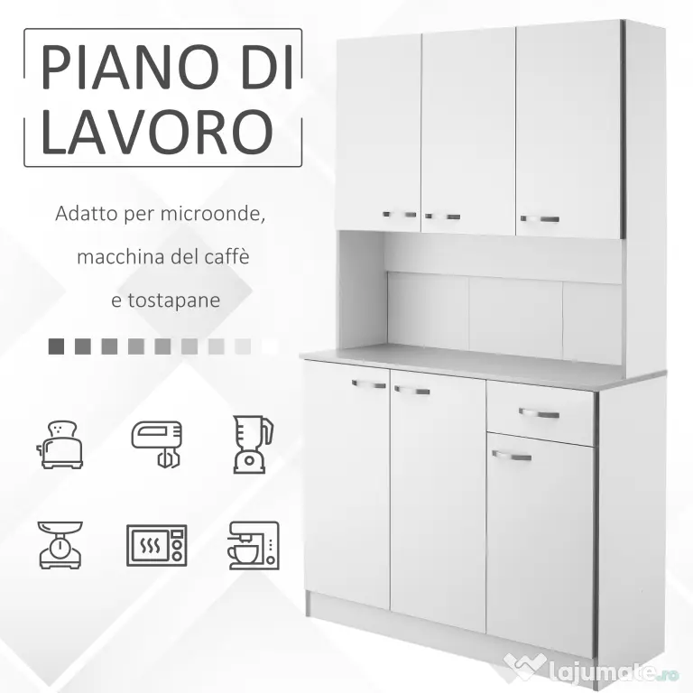 HOMCOM Dulap Suspendat de Bucătărie Albastru din Lemn Spațiu Amplu de Stocare 101x39x180cm Design Modern | Aosom Romania