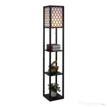 Lampa moderna HOMCOM cu rafturi, lampa de sol neagra | Aosom Romania