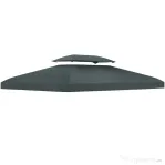 Outsunny Acoperire pentru Gazebo 4x3 m cu 2 Niveluri din Poliester cu Curele și 10 Orificii de Drenaj, Gri Antracit