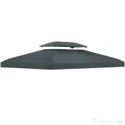 Outsunny Acoperire pentru Gazebo 4x3 m cu 2 Niveluri din Poliester cu Curele și 10 Orificii de Drenaj, Gri Antracit 