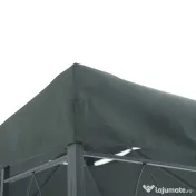 Outsunny Acoperire pentru Gazebo 4x3 m cu 2 Niveluri din Poliester cu Curele și 10 Orificii de Drenaj, Gri Antracit 