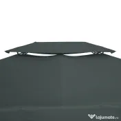 Outsunny Acoperire pentru Gazebo 4x3 m cu 2 Niveluri din Poliester cu Curele și 10 Orificii de Drenaj, Gri Antracit 