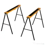 HOMCOM Set de 2 Capre Pliabile din Metal cu Suprafață Antiderapantă din EVA pentru Lucrări de Tăiere, Capră pentru Lemn, Capacitate Maximă 125 kg, Portocaliu Negru