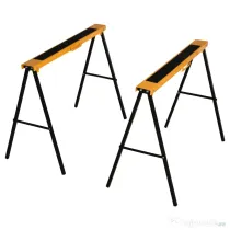 HOMCOM Set de 2 Capre Pliabile din Metal cu Suprafață Antiderapantă din EVA pentru Lucrări de Tăiere, Capră pentru Lemn, Capacitate Maximă 125 kg, Portocaliu Negru