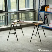 HOMCOM Set de 2 Capre Pliabile din Metal cu Suprafață Antiderapantă din EVA pentru Lucrări de Tăiere, Capră pentru Lemn, Capacitate Maximă 125 kg, Portocaliu Negru 