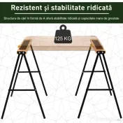 HOMCOM Set de 2 Capre Pliabile din Metal cu Suprafață Antiderapantă din EVA pentru Lucrări de Tăiere, Capră pentru Lemn, Capacitate Maximă 125 kg, Portocaliu Negru 
