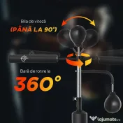 HOMCOM Sac de Box Reglabil 4 în 1 cu 2 Speedball-uri, Bară Rotativă și Sac de Box, Înălțime Reglabilă 160-230cm, Negru 