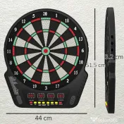 HOMCOM Țintă pentru Darts cu 6 Săgeți, Adaptor, 4 Afișaje LED și 27 de Jocuri, din ABS și PP, 44x51.5x3.2 cm, Negru 