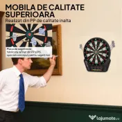 HOMCOM Țintă pentru Darts cu 6 Săgeți, Adaptor, 4 Afișaje LED și 27 de Jocuri, din ABS și PP, 44x51.5x3.2 cm, Negru 