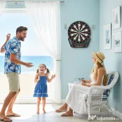 HOMCOM Țintă pentru Darts cu 6 Săgeți, Adaptor, 4 Afișaje LED și 27 de Jocuri, din ABS și PP, 44x51.5x3.2 cm, Negru 