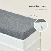 Homcom Bancheta Pantofar Lemn – Cu Sertare, Perna & Raft 8 Perechi 