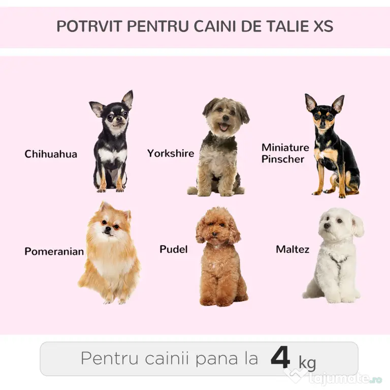 PawHut Troller pentru Transportul Animalelor de Companie, cu Inserție de Plasă pentru Ventilație, 36x30x49 cm | Aosom Romania