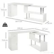 HOMCOM birou unghiular modern, din lemn, 140x107x74.6 cm 