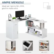 HOMCOM birou unghiular modern, din lemn, 140x107x74.6 cm 