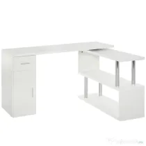 HOMCOM Birou Unghiular Modern din Lemn Spațiu de Lucru Generos 140x107x74.6 cm Design Contemporan pentru Birou | Aosom Romania
