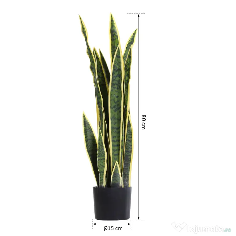 Outsunny Plantă Artificială Limba Soacrei în Ghiveci pentru Decor Interior și Exterior 15x80cm | Aosom Romania