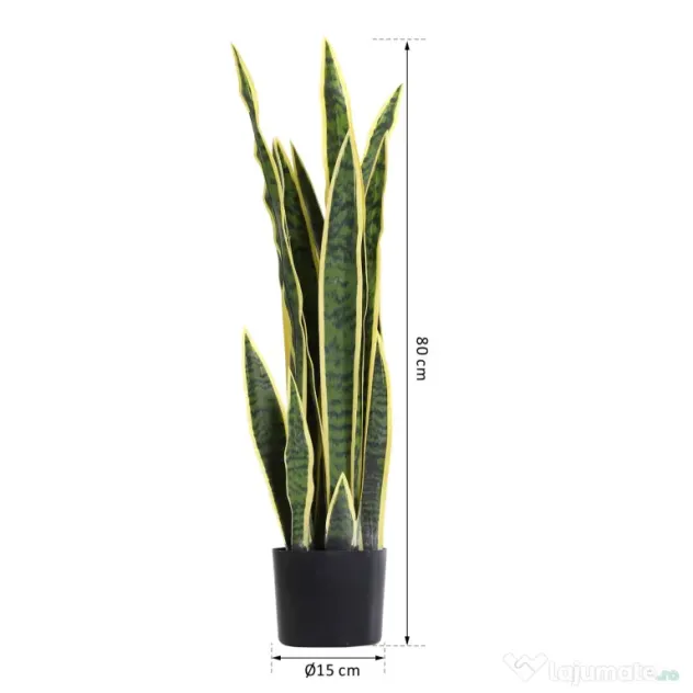 Outsunny Plantă Artificială Limba Soacrei în Ghiveci pentru Decor Interior și Exterior 15x80cm | Aosom Romania