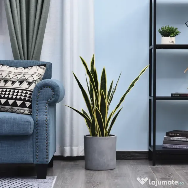 Outsunny Plantă Artificială Limba Soacrei în Ghiveci pentru Decor Interior și Exterior 15x80cm | Aosom Romania