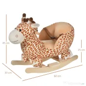 HOMCOM Balansoar din Lemn pentru Copii, Formă de Girafă, Jucărie Educativă, 60x33x45 cm | Aosom Romania