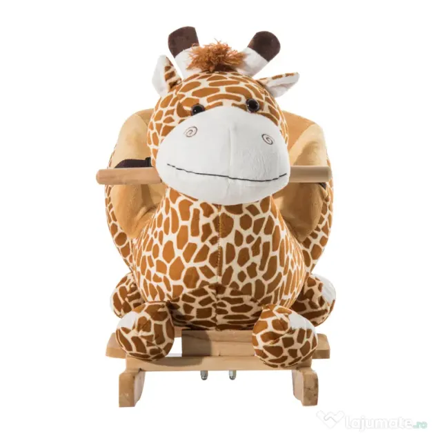 HOMCOM Balansoar din Lemn pentru Copii, Formă de Girafă, Jucărie Educativă, 60x33x45 cm | Aosom Romania