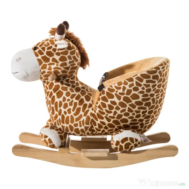 HOMCOM Balansoar din Lemn pentru Copii, Formă de Girafă, Jucărie Educativă, 60x33x45 cm | Aosom Romania